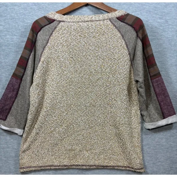 Buckle BKE Gimmicks Womens M‎ Sweater Plaid Sleeve Raglan Metallic Casual - Image 5