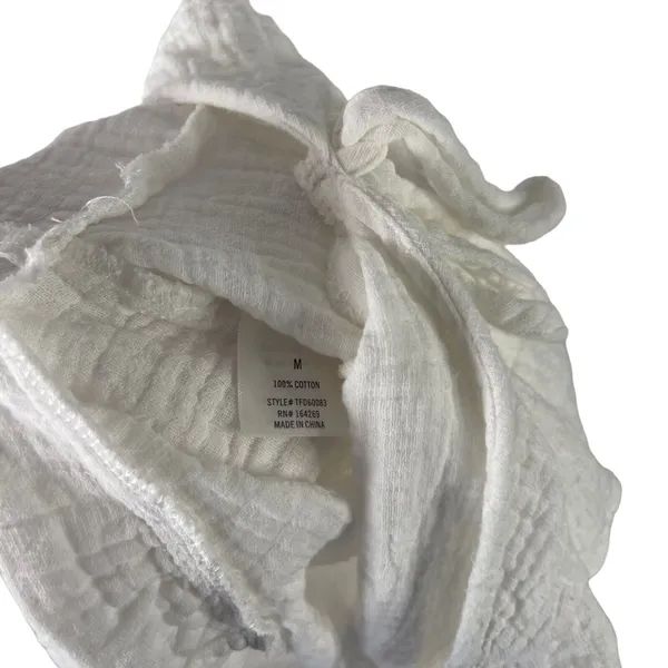 Miami Women's Size Medium White Gauze Cottage Beach Cropped‎ Babydoll Top - Image 6