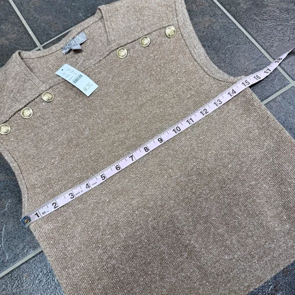 NEW J. Crew Sweater Shell with Buttons Sleeveless Merino-Linen Blend Top Medium - Image 10