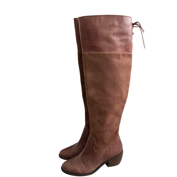 Lucky Brand Komah Brown Over-the-Knee Women's Healed Boots Size 7 Leather Lace - Image 3