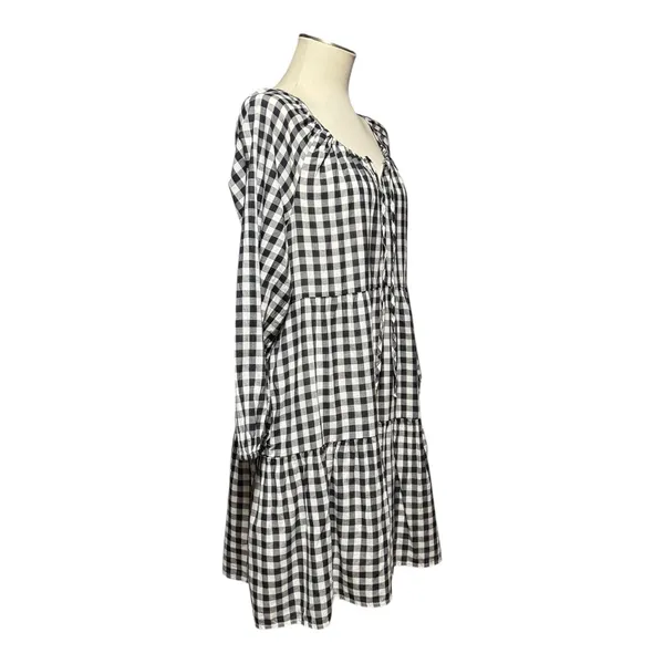 Gap Cotton Tiered Black White Gingham Plaid Mini Dress Medium - Image 5