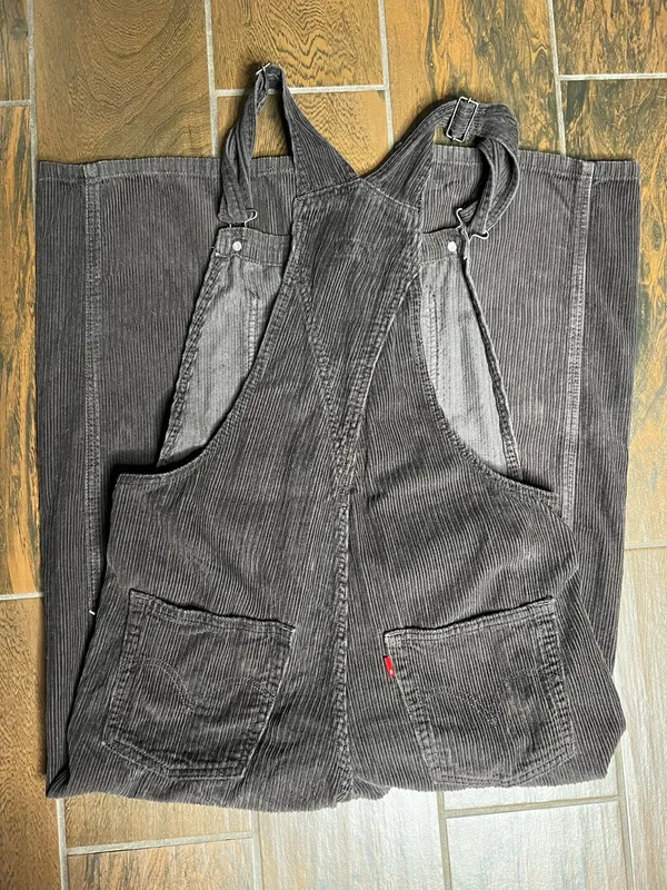 Levi’s Premium Wide Leg Corduroy Brown Overalls Women’s XS - Image 4