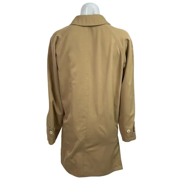 Burberry Women's Tan Long Sleeve Collared Button Down Midi Coat Jacket Size L - Image 3