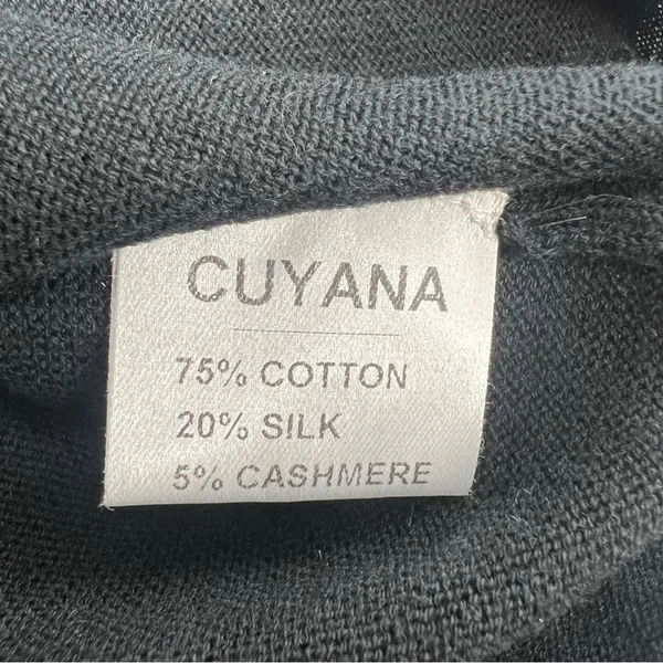 Cuyana Classic Cotton Cashmere V-neck‎ Sweater Black Size XS Silk Lightweight - Image 5