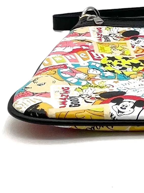 Disney Parks Mickey & Friends Crossbody Bag Retro Collage Print Adjustable Zip - Image 7