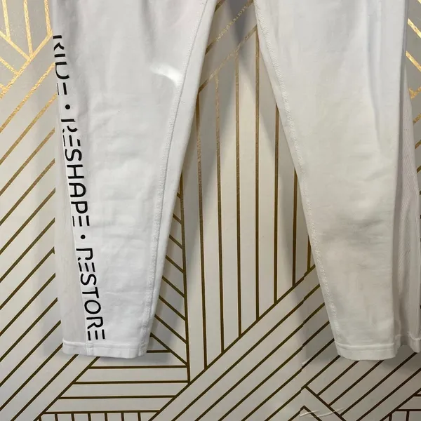 Alo Yoga Cropped Leggings Ride Reshare Restore‎ Mesh Panels White Size Medium - Image 3