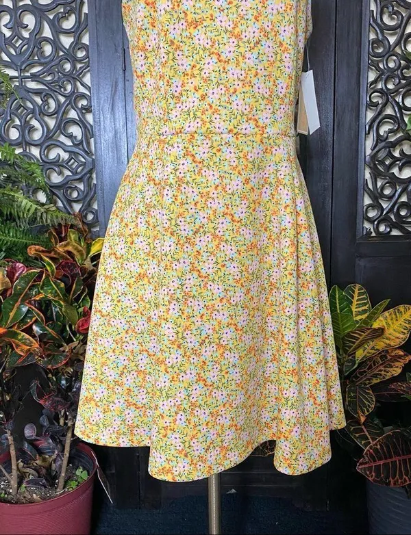 Copper Key Fit & Flare Yellow Ditsy Floral Dress - Image 3