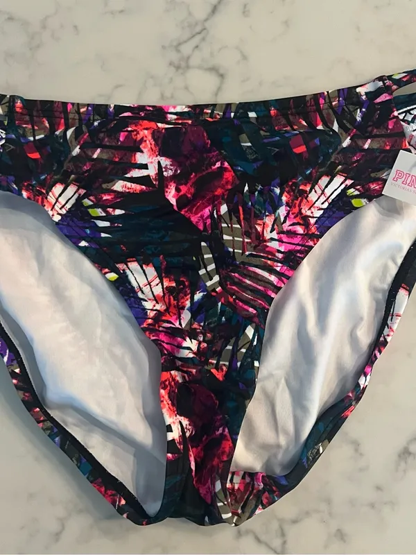 VICTORIA'S SECRET PINK Embroidered Halter Bikini Top Tropical Medium new - Image 5