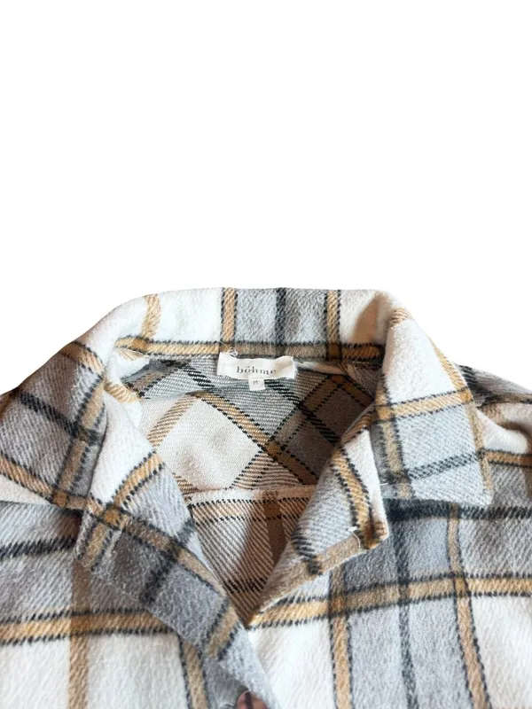 Bohme Plaid Flannel Shacket Shirt Jacket Snap Down Button Pockets Medium Women's - Image 2