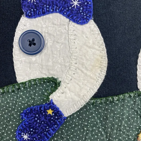 Vtg Snowman Applique Sweatshirt Adult XL Faded Black Jerzees Tag Grandma - Image 8