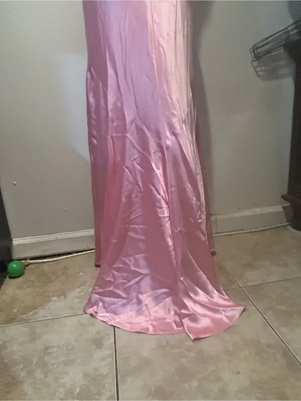 Elegant Backless Satin Halter Maxi Dress - Pink - Image 11
