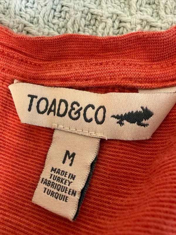 Toad & Co Rufflita II Tee Shirt Top Womens Medium Orange Organic Cotton Gorpcore - Image 5