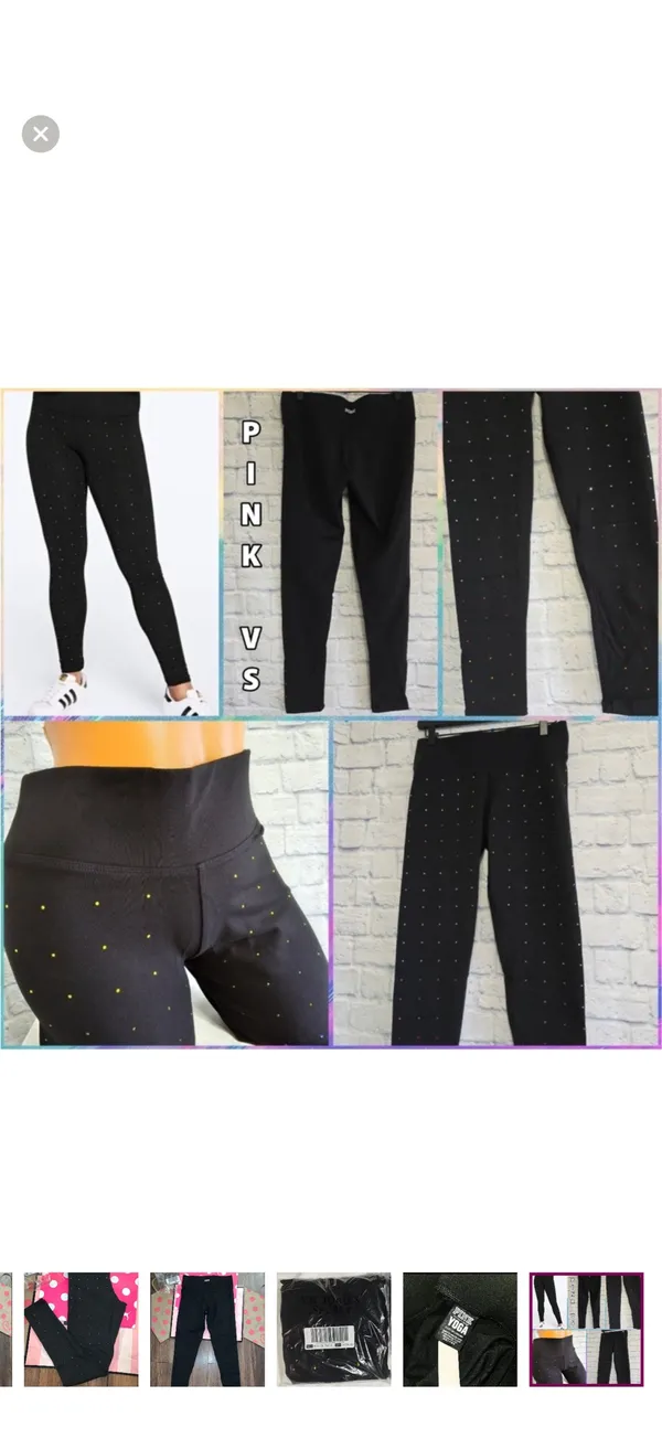 Victoria's Secret PINK rainbow rhinestone bling yoga leggings - Image 8