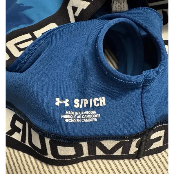 Under Armour Crossback Sports Bra Blue Print Logo Band Small Style 1376436 - Image 3