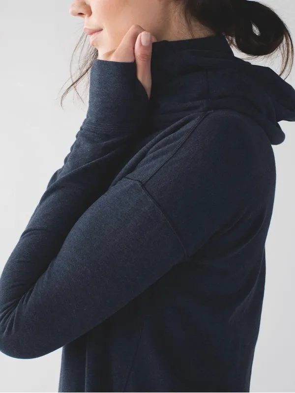 Lululemon Stress Less Hoodie Heathered Naval Blue Size 12 - Image 6