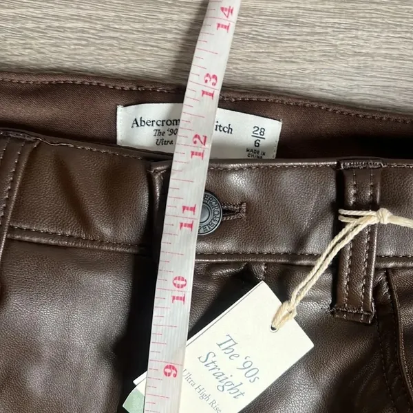 NEW Abercrombie & Fitch Vegan Leather 90s Straight Pant - Image 10