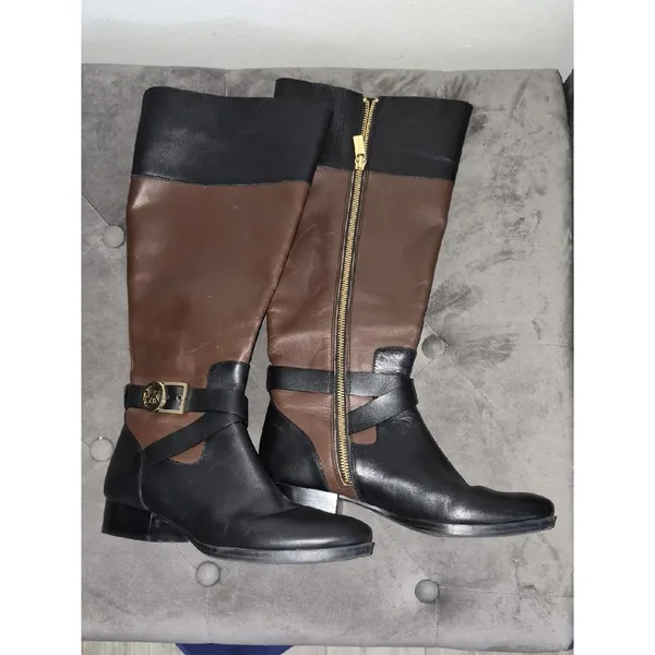 Michael Kors Black & Brown Over-the-Knee Riding Boots 6.5 - Image 3