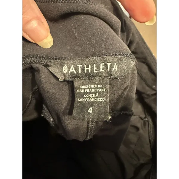 Athleta Women's Black Ankle Pull-On Pants 4 Nylon Spandex 27" Zip Pocket - Image 5