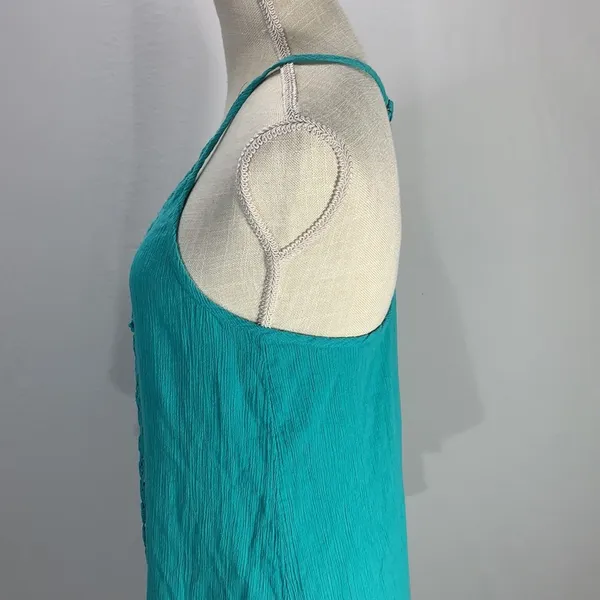 Teal Ruffled Embroidered Mini Sundress Size Large Jr - Image 7