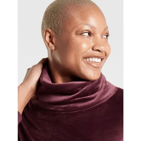 Athleta Double Cozy Karma Funnel Neck Burgundy Boxy Fit Medium - Image 11