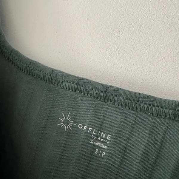 Aerie Offline Green‎ Ribbed Square Neck Crop Top Lettuce Hem - Image 5