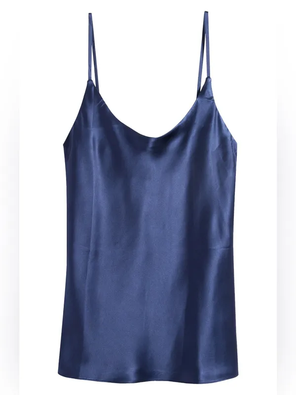 Reformation Lila Silk Top in Navy NEW S - Image 6