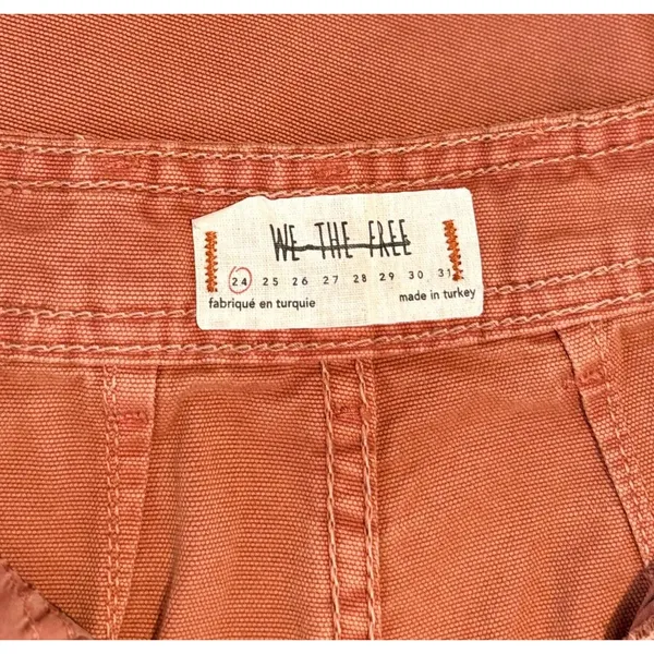 We The Free People Women Pants Brown Hi Rise Wide Leg Canvas Baggy Chino Size 24 - Image 3