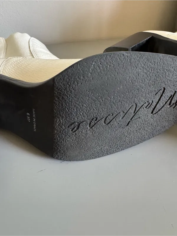 Women’s White Textured Chelsea Ankle Boots with Block Heel - Image 6