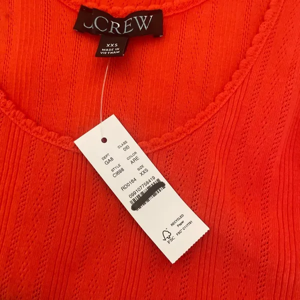 NWT!! J. CREW Pointelle Tank Top Scoop Neck Solid Orange Aperitif Red XX-Small‎ - Image 12