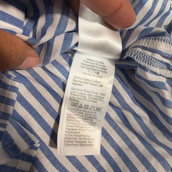 J.Crew Size L Blue White Striped Cotton Button Down Shirt Long Sleeve Officewear - Image 7
