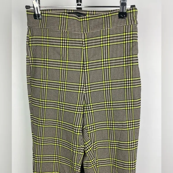 Urban Outfitters Black Green Checked Plaid Cropped‎ Flare Pants - Image 6