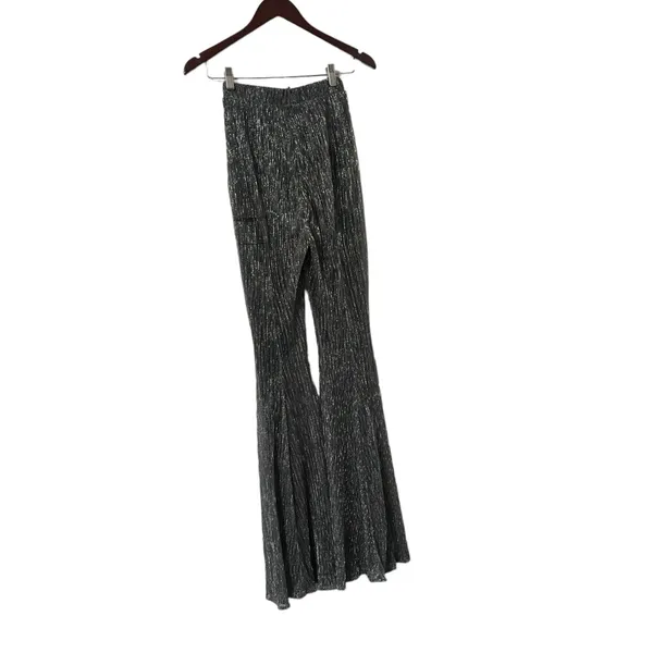 HOUSE OF CB Alexandra Lurex Silver Wide Leg Pants Trousers - Image 6