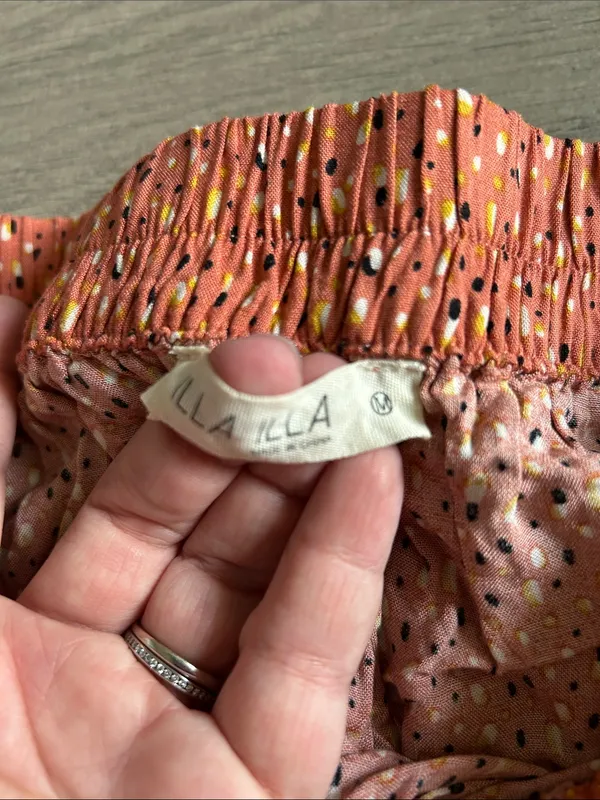ILLA ILLA Rust Orange Ruffle Mini Skirt with Dot Print - Image 2