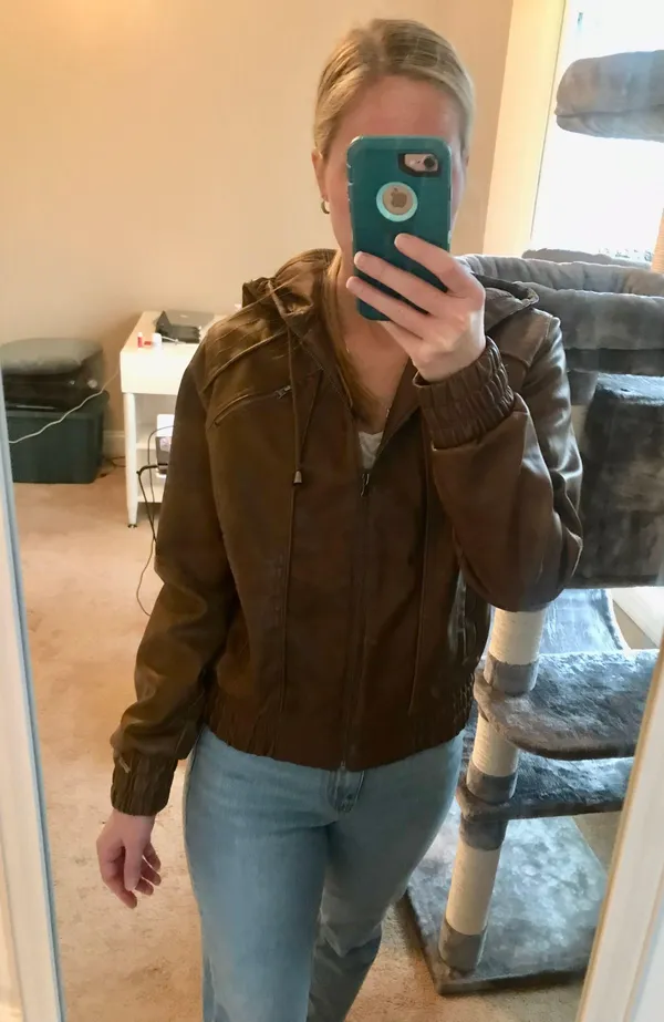 Brown Leather Jacket Size L - Image 3