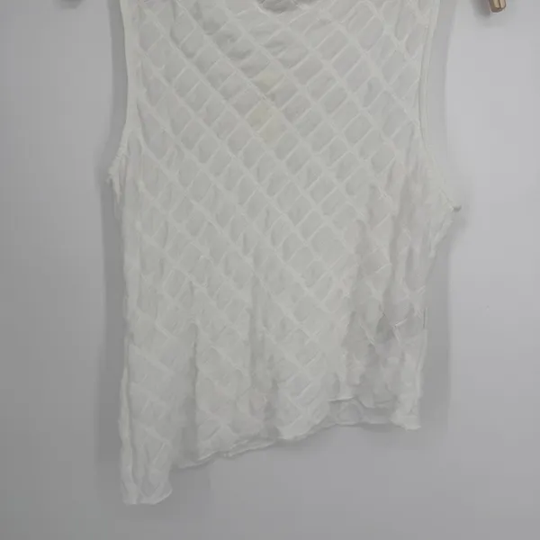 Anthropologie Maeve Asymmetric Textured Tank Small White Sleeveless Mock Neck - Image 7