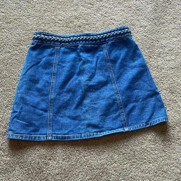 Kendall + Kylie Braided‎ High Waist Button Denim Skirt Size 26 - Image 8
