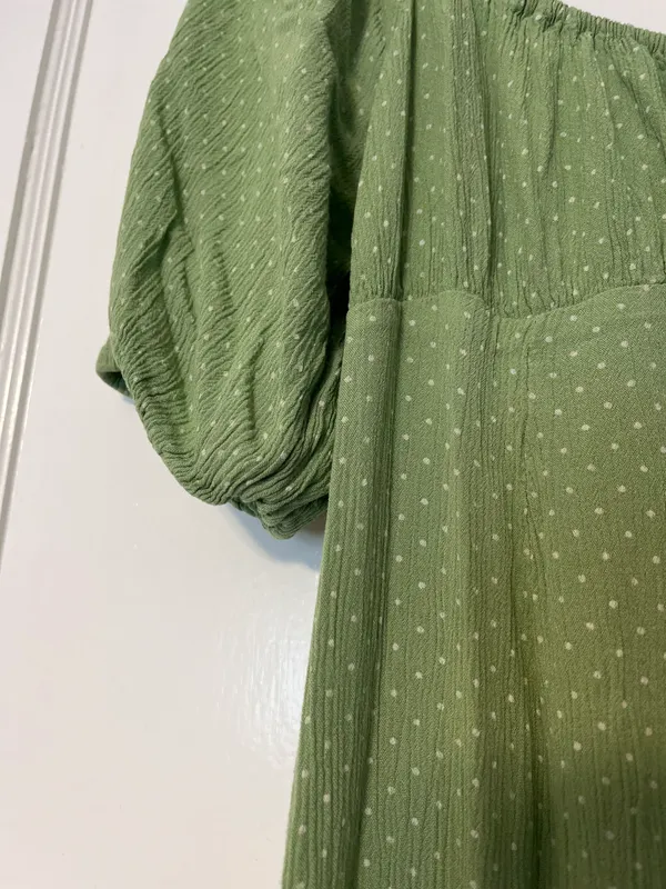 Billabong Green Midi Dress with Puff Sleeves - Image 5