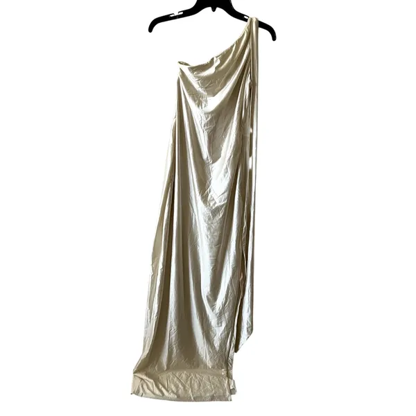 Oh Polly Sheril Asymmetric Scarf-Detail Maxi Dress in Ivory Size 8 New - Image 7