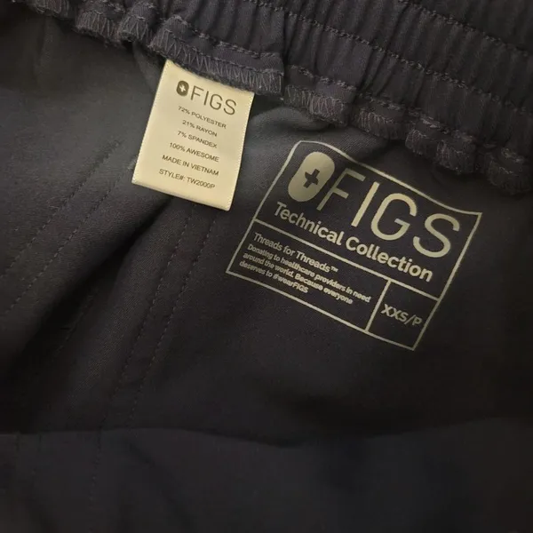 figs navy scrub pants style tw2000p size xxs tie waist zipper pockets - Image 3