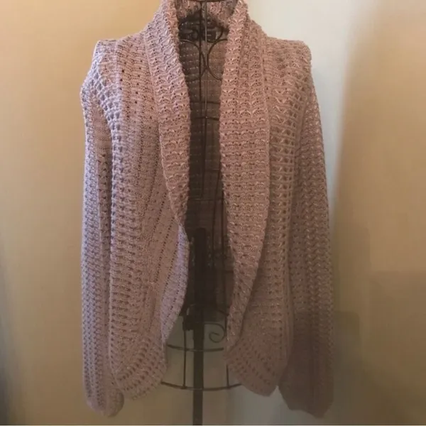 *30of3*‎ NWOT. Inc International Concept. Dusty Mauve Open Knit Cardigan (M) - Image 2