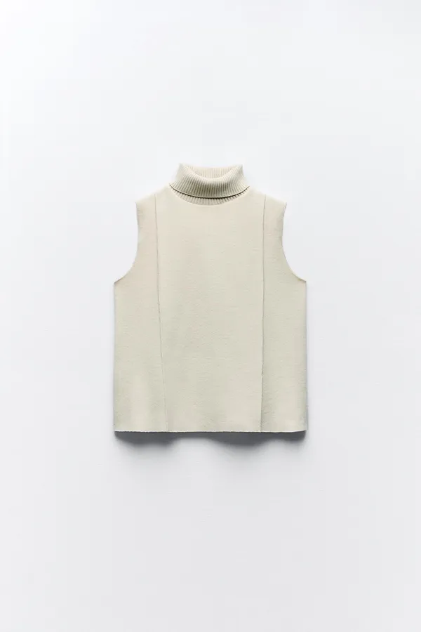 ZARA NWT  soft turtleneck ecru top. Size Large - Image 5