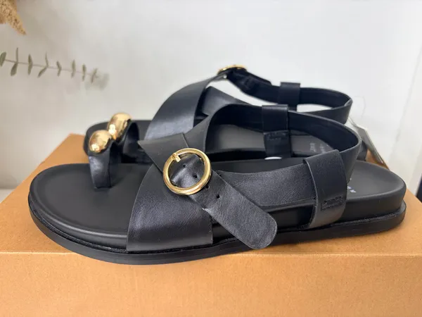 A New Day Black Toe Ring Sandals Minimalist Quiet Luxury Resort Chic Size 7.5 NWT - Image 3