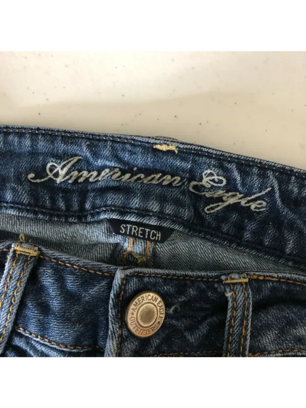 American Eagle Jeans Skinny Medium Wash Distressed Ripped Stretch 00 Short - Image 3