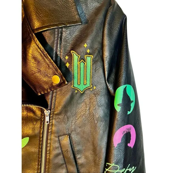 Wicked Glinda Alphaba Faux Leather Moto Jacket Size Small - Image 4