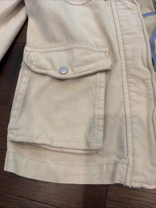 Free People Cream Field Jacket - Casual Utility Style Size Small ? - C69-055 - Image 9