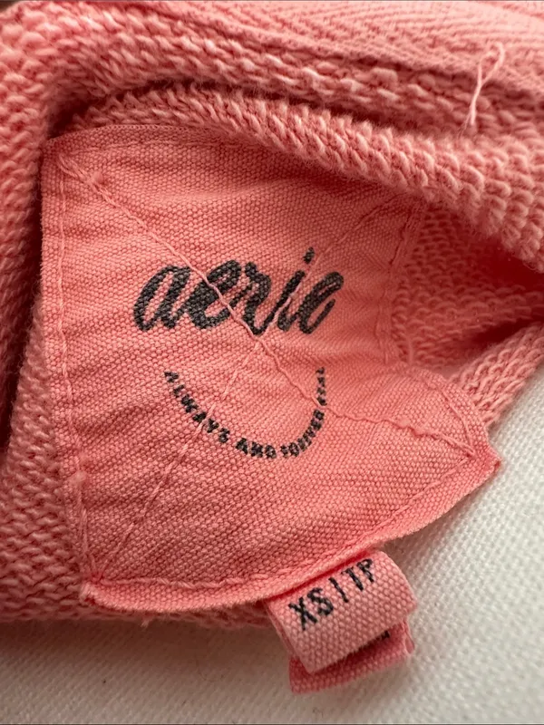 aerie Coral Half-Zip Cropped Sweatshirt - Image 2