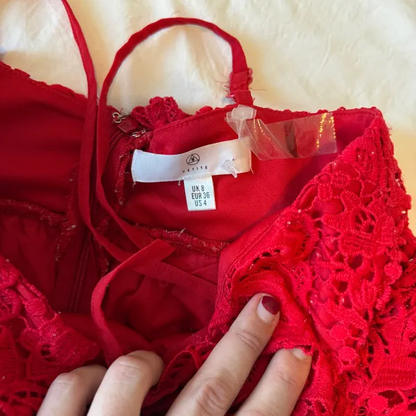 Boutique Red Lace/Eyelet Dress - Image 3