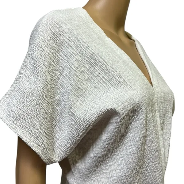 Zara White Gauze Twisted Front Dolman Short Sleeve Lightweight Top Womens Small - Image 4