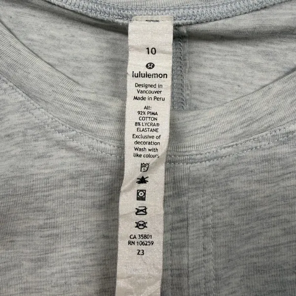 Lululemon Turn to Tie Tank Women’s Size 10 Light Gray Pima Cotton Cropped Tank - Image 5