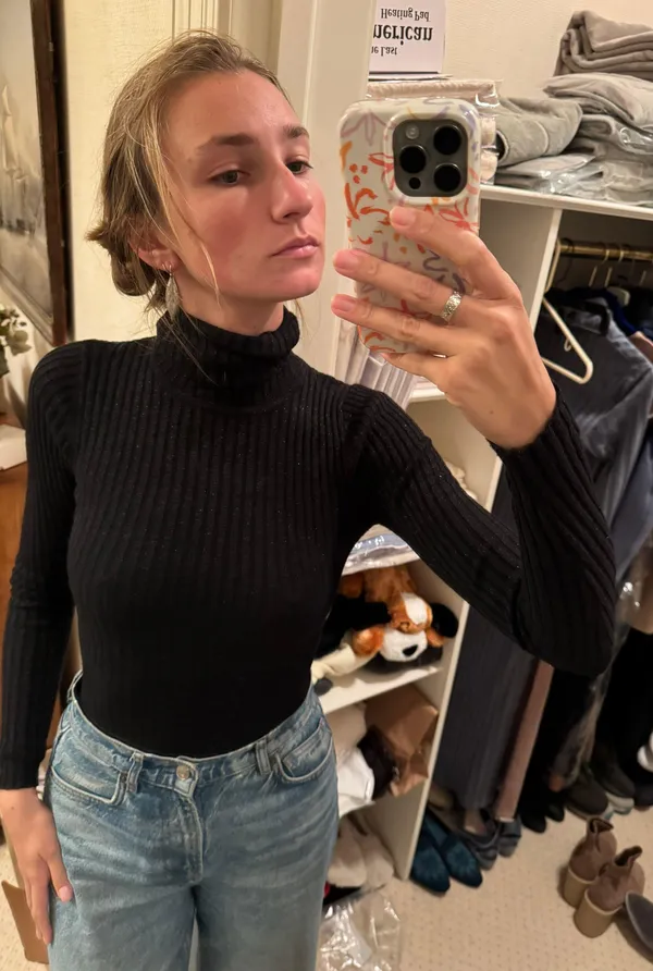 Express Black Sparkle Turtleneck Shirt - Image 5